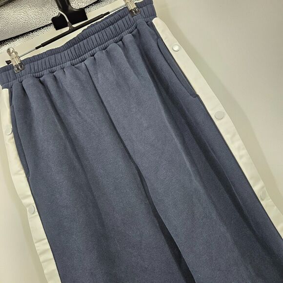 yllw Mens Sweatpants Navy Blue Strip Button Detail Elastic Waist Pull On Size M - Picture 3 of 6